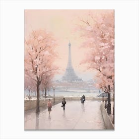 Dreamy Winter Painting Paris France 4 Canvas Print