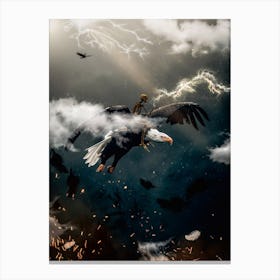 Skeleton Demon On Eagle Back Canvas Print