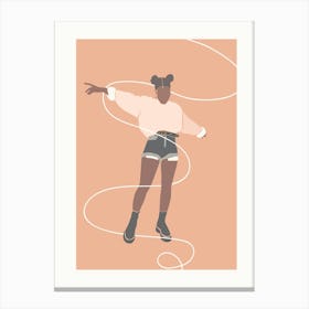 Girl With A Rope Boho Earth Colors Illustration Canvas Print