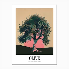 Olive Tree Colourful Illustration 2 Poster Canvas Print