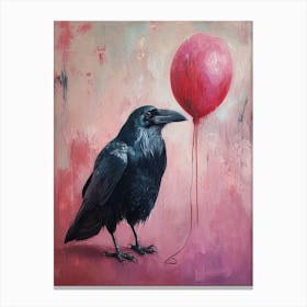 Cute Raven With Balloon Canvas Print