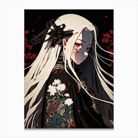 Anime Girl With White Hair Canvas Print