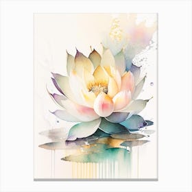 Lotus Flower, Buddhist Symbol Storybook Watercolour 2 Canvas Print