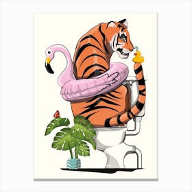 Tiger Using Toilet Canvas Print