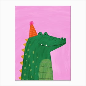 Crocodile In A Party Hat Canvas Print