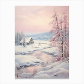 Dreamy Winter Painting Rovaniemi Finland 2 Canvas Print