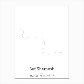 Bet Shemesh,Israel Minimalist Map Canvas Print