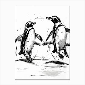 King Penguin Chasing Each Other 1 Canvas Print
