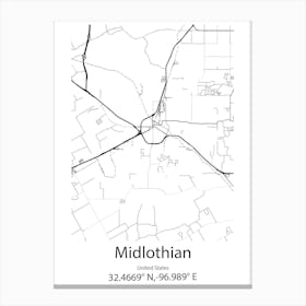 Midlothian,United States Minimalist Map Leinwandbilder