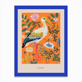 Spring Birds Poster Stork 4 Canvas Print
