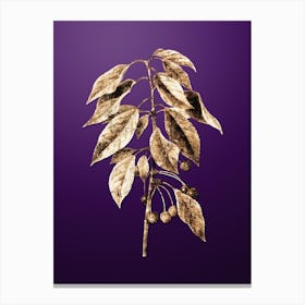 Gold Botanical Wild Cherry on Royal Purple n.4201 Canvas Print