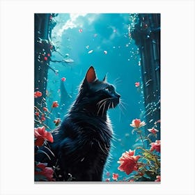 Cat In The Garden 1 Canvas Print