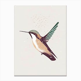 Hummingbird In Snowfall Retro Minimal 1 Canvas Print