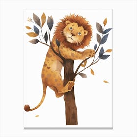 African Lion Climbing A Tree Clipart 3 Canvas Print