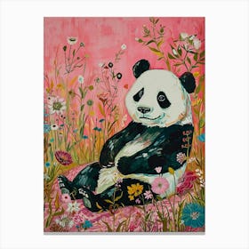 Floral Animal Painting Panda 4 Canvas Print