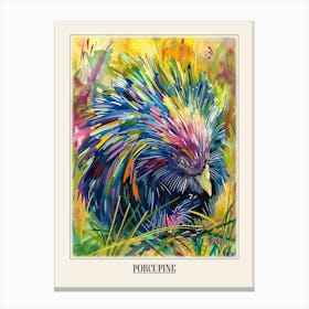 Porcupine Colourful Watercolour 4 Poster Canvas Print