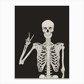 Halloween Skeleton Peace Sign Canvas Print