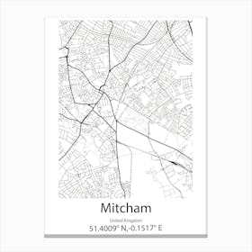 Mitcham,United Kingdom Minimalist Map Canvas Print