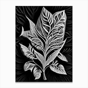Olive Leaf Linocut 3 Canvas Print