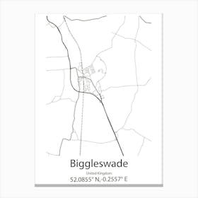 Biggleswade,United Kingdom Minimalist Map Canvas Print