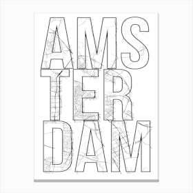 Amsterdam Street Map Typography Canvas Print