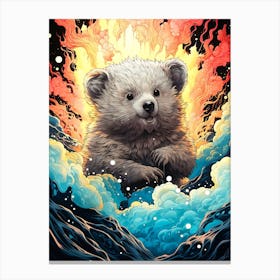 Bear In The Water Canvas Print