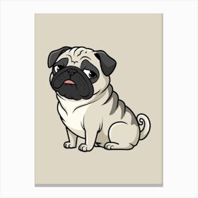 Pug Dog Illustration Canvas Print