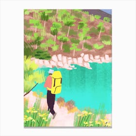 Illustration Of A Hiker Garden Illustration Canvas Print