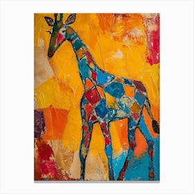 Mixed Media Giraffe Canvas Print
