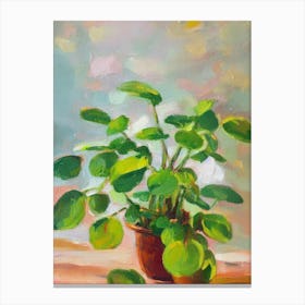 Pilea 3 Impressionist Painting Plant Canvas Print