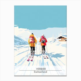Verbier   Switzerland, Ski Resort Poster Illustration 0 Canvas Print