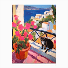 Painting Of A Cat In Positano Italy 3 Canvas Print