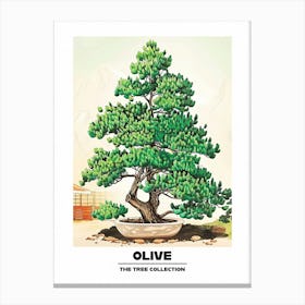 Olive Tree Storybook Illustration 1 Poster Canvas Print