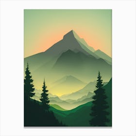 Misty Mountains Vertical Background In Green Tone 37 Canvas Print