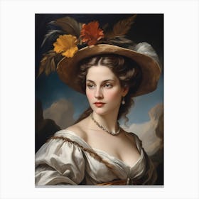Elegant Classic Woman Portrait Painting (20) Canvas Print
