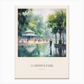 Lumphini Park Bangkok Thailand Vintage Cezanne Inspired Poster Canvas Print