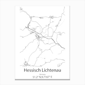 Hessisch Lichtenau,Germany Minimalist Map Canvas Print