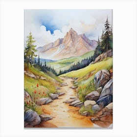 Watercolor Of A Mountain Path.10 Canvas Print