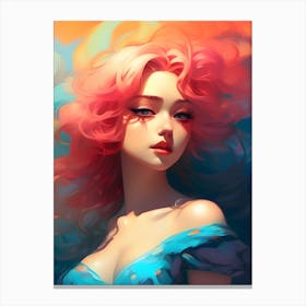 Pink Haired Girl-Reimagined 5 Canvas Print