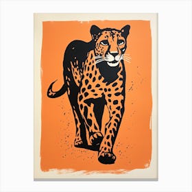 Cheetah, Woodblock Animal  Drawing 4 Canvas Print
