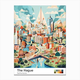 The Hague, Netherlands, Geometric Illustration 4 Poster Canvas Print