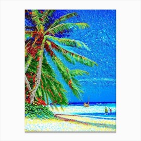 Punta Cana Dominican Republic Pointillism Style Tropical Destination Canvas Print