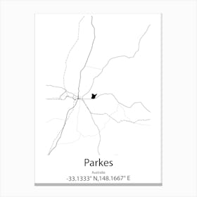 Parkes,Australia Minimalist Map Canvas Print