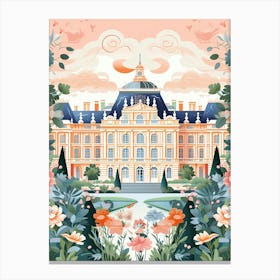 Palace Of Versailles   Versailles, France   Cute Botanical Illustration Travel 3 Canvas Print
