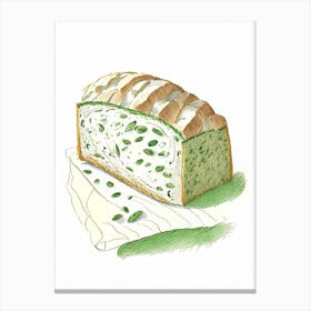 Feta And Spinach Bread Bakery Product Quentin Blake Illustration Canvas Print