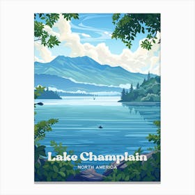 Lake Champlain Dinosaur Art Illustration Canvas Print