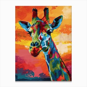 Giraffe Face Watercolour Portrait 2 Canvas Print