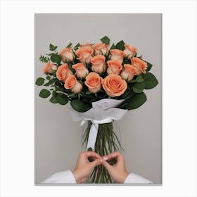 Peach Roses Canvas Print