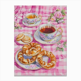 Pink Breakfast Food Pretzels 4 Canvas Print