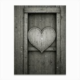 Heart On A Wooden Door 2 Canvas Print